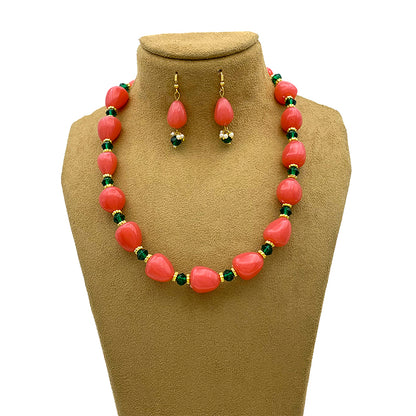 Sujwel Necklace Moti Mala with matching  Earrings for Women and Girls (08-0494)