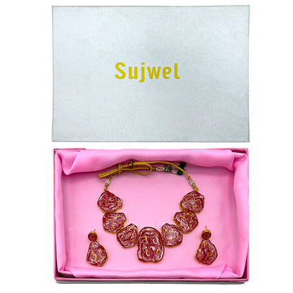 Sujwel Necklace Set with Earrings, for Girls and Women (08-0513)