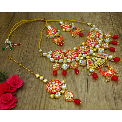 Sujwel Kundan and Meenakari Necklace Set (08-0311)