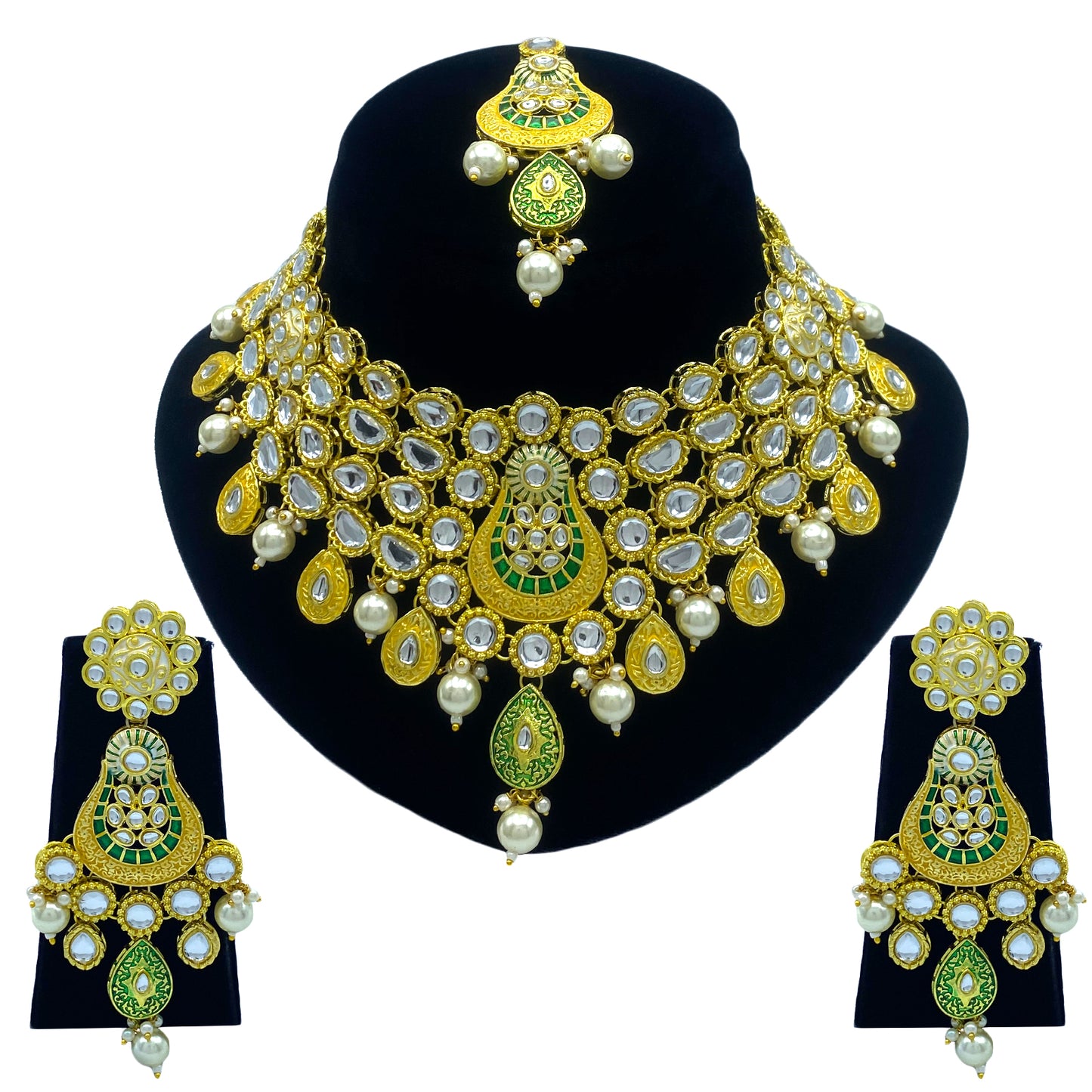 Sujwel Kundan and Meenakari Necklace Set (08-0277)