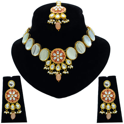 Sujwel Necklace Set with Earrings, for Girls and Women (08-0515)