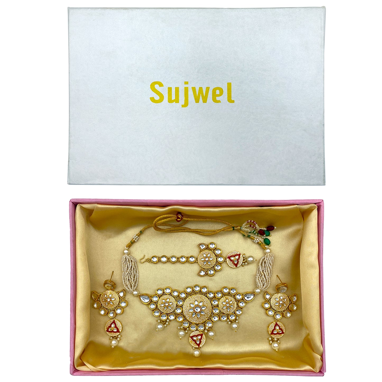 Sujwel Gold Kundan Mina Jewellery Set (SUJ08-0481)