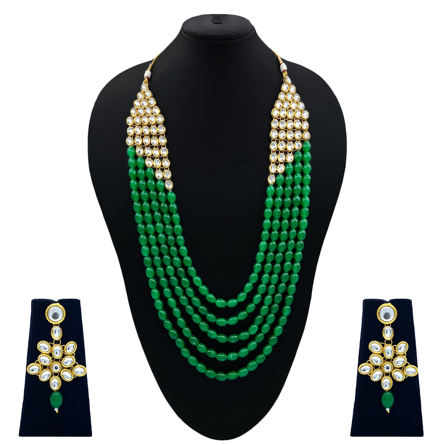 Sujwel Necklace Moti Mala with matching Earrings for Women and Girls (SU08-0538)