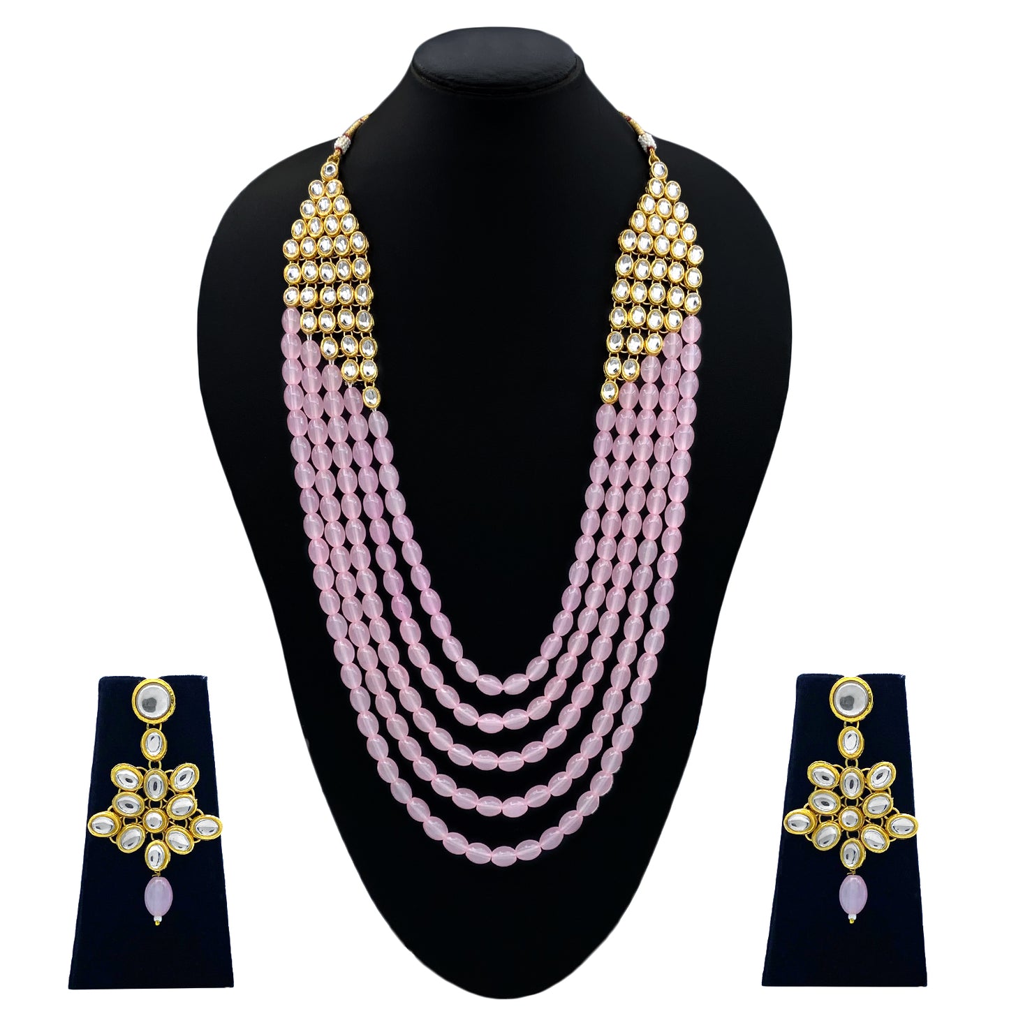 Sujwel Necklace Moti Mala with matching Earrings for Women and Girls (SU08-0538)