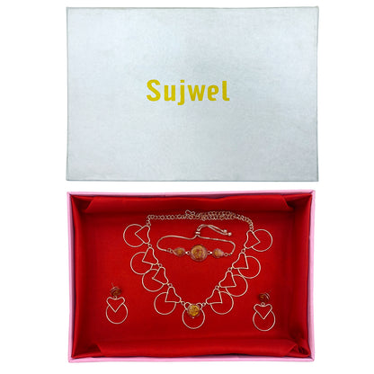 Sujwel Necklace Set with Earrings, Bracelet for Girls and Women (24-0102)