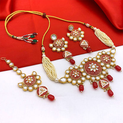 Sujwel Gold Kundan Mina Jewellery Set (SUJ08-0481)