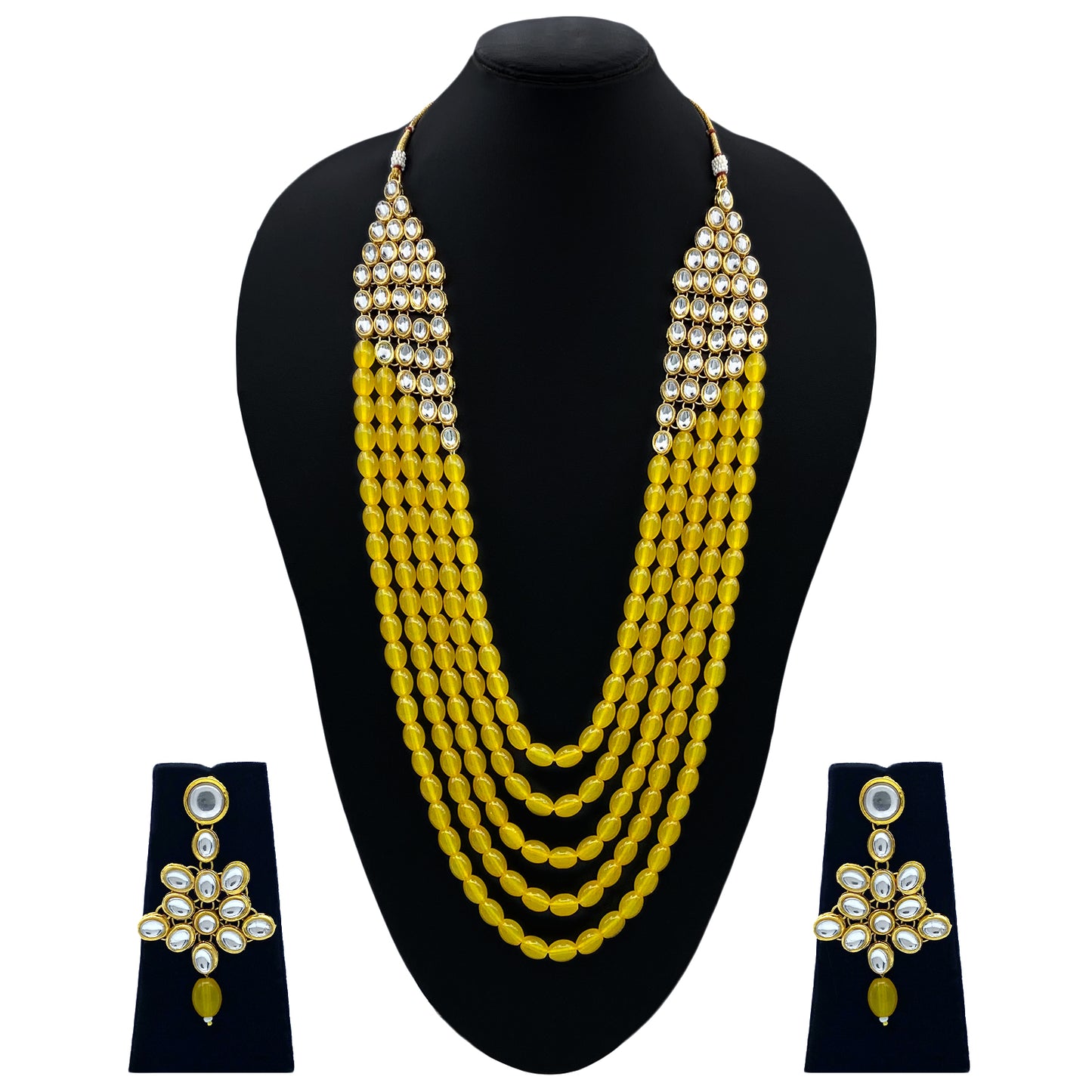 Sujwel Necklace Moti Mala with matching Earrings for Women and Girls (SU08-0538)