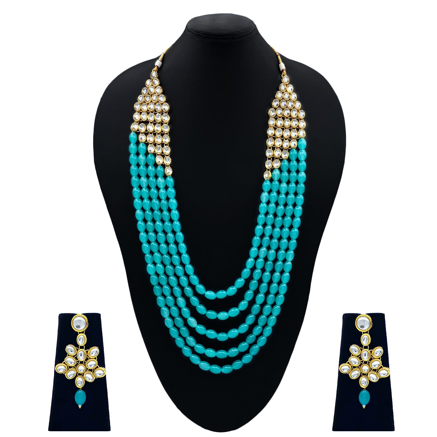 Sujwel Necklace Moti Mala with matching Earrings for Women and Girls (SU08-0538)