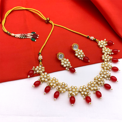 Sujwel Necklace Set with Earrings, for Girls and Women (08-0499)