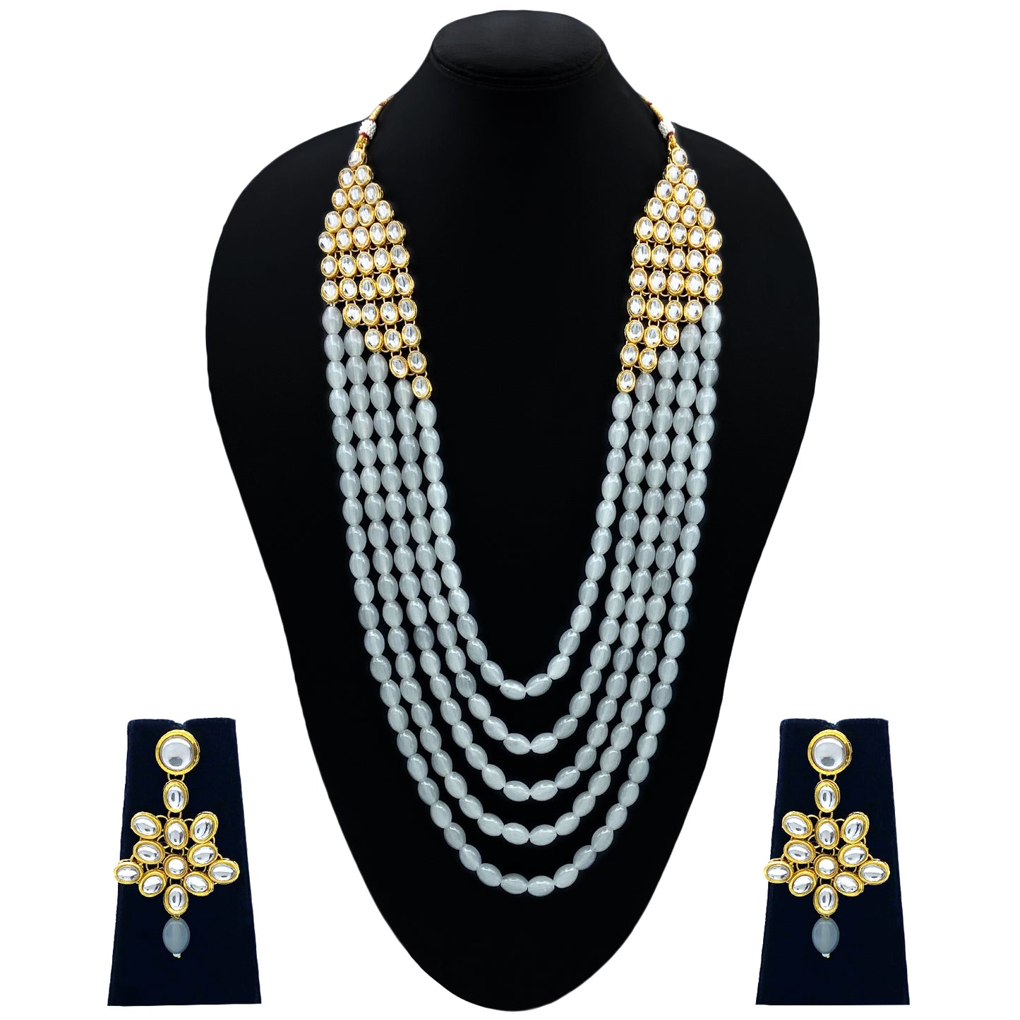 Sujwel Necklace Moti Mala with matching Earrings for Women and Girls (SU08-0538)