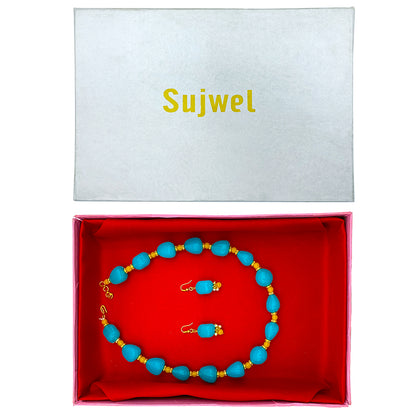 Sujwel Necklace Moti Mala with matching  Earrings for Women and Girls (08-0494)