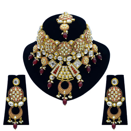 Sujwel Kundan and Meenakari Necklace Set (08-0311)