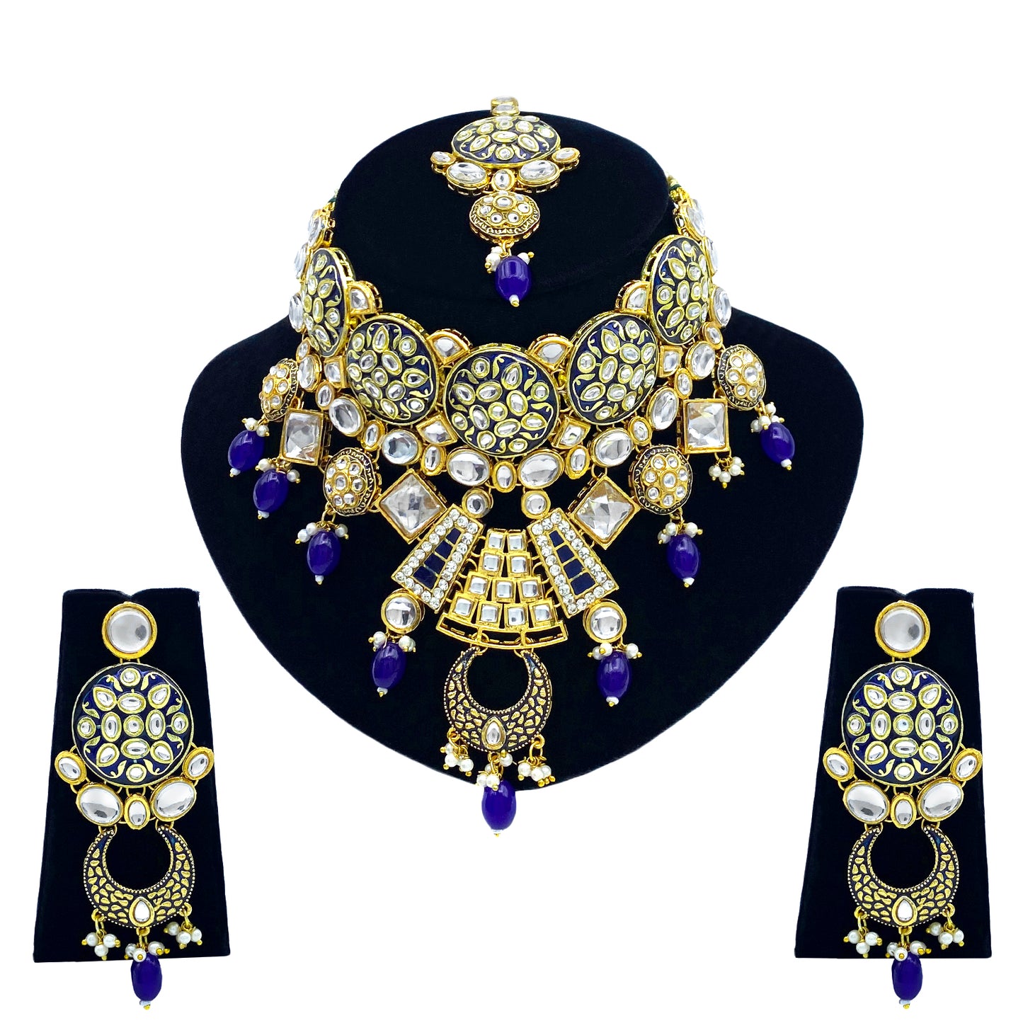 Sujwel Kundan and Meenakari Necklace Set (08-0311)