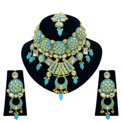 Sujwel Kundan and Meenakari Necklace Set (08-0311)