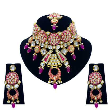 Sujwel Kundan and Meenakari Necklace Set (08-0311)