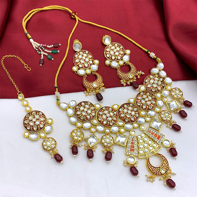 Sujwel Kundan and Meenakari Necklace Set (08-0311)