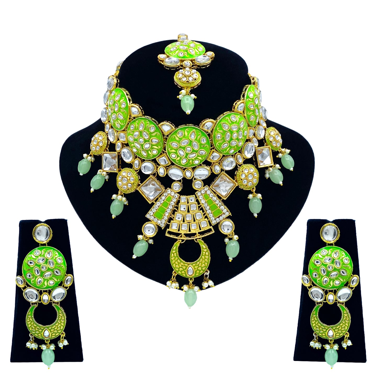 Sujwel Kundan and Meenakari Necklace Set (08-0311)