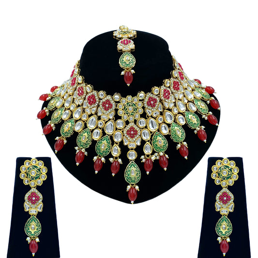 Sujwel Kundan Meenakari Necklace (08-0547)