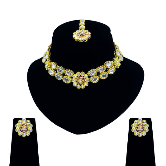 Sujwel Kundan Meenakari Necklace (08-0548)