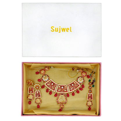 Sujwel Gold Kundan Mina Jewellery Set (08-0467)