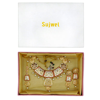 Sujwel Gold Kundan Mina Jewellery Set (08-0467)