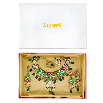 Sujwel Gold Kundan Mina Jewellery Set (08-0467)