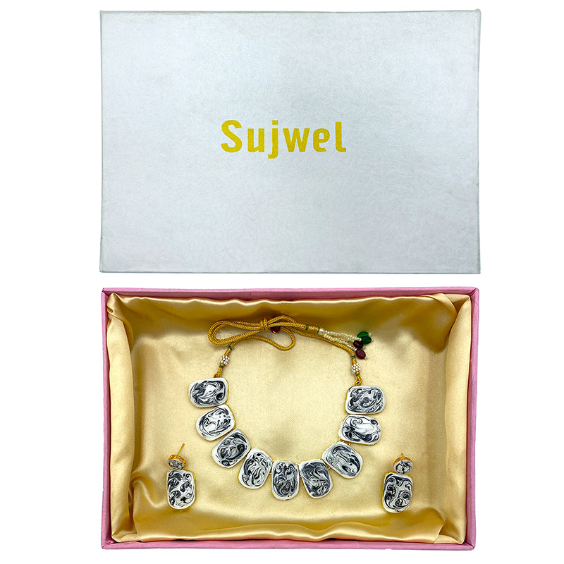 Sujwel Necklace Set with Earrings, for Girls and Women (08-0497)