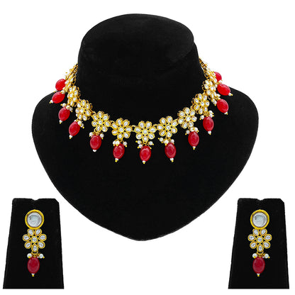 Sujwel Necklace Set with Earrings, for Girls and Women (08-0499)