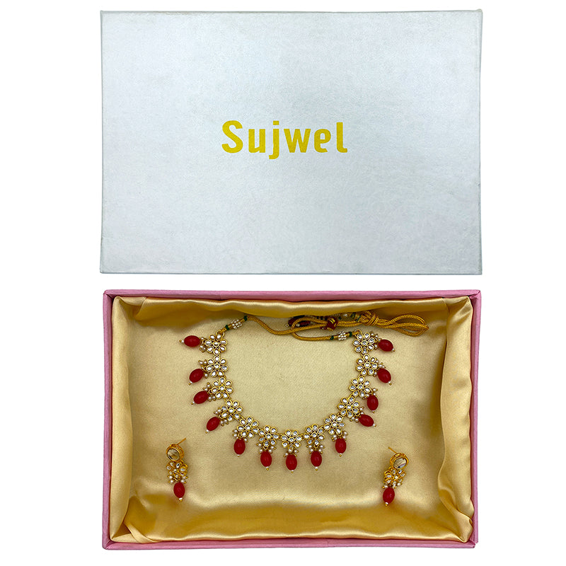 Sujwel Necklace Set with Earrings, for Girls and Women (08-0499)