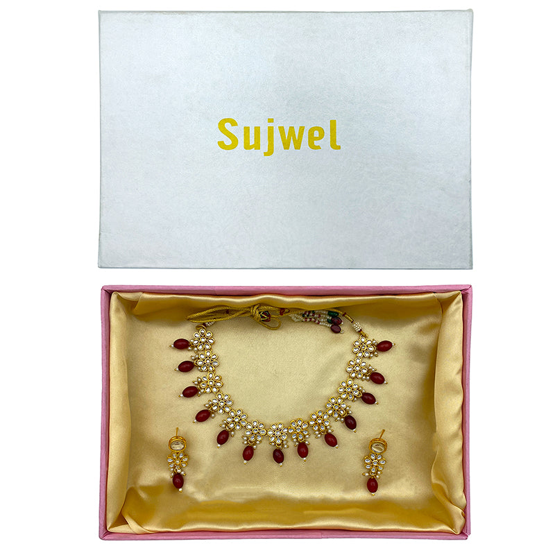 Sujwel Necklace Set with Earrings, for Girls and Women (08-0499)