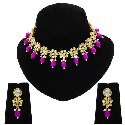 Sujwel Necklace Set with Earrings, for Girls and Women (08-0499)