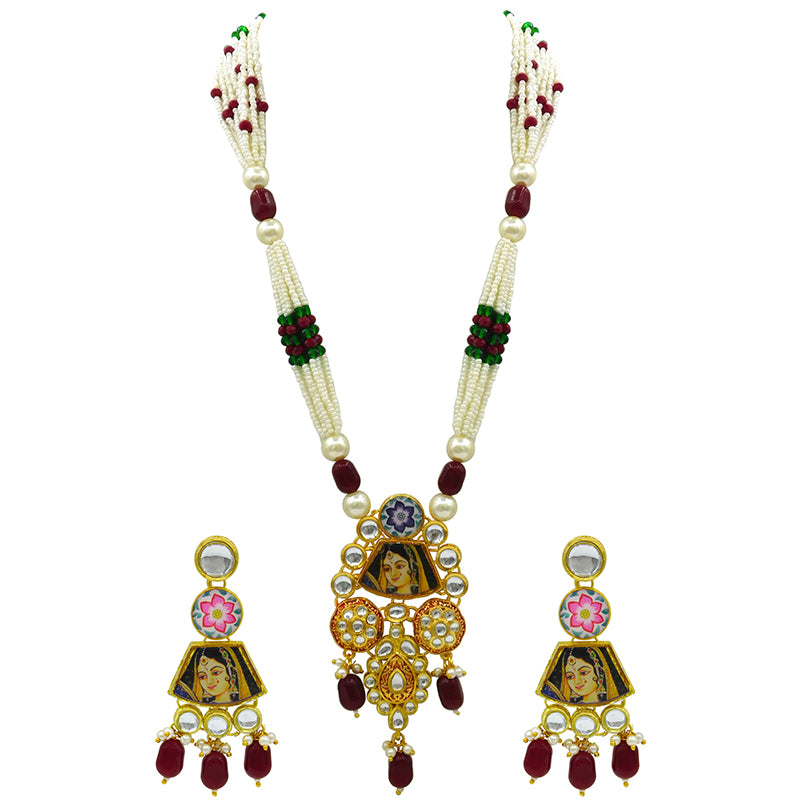 Sujwel Kundan Meenakari Mala Set (08-0485)