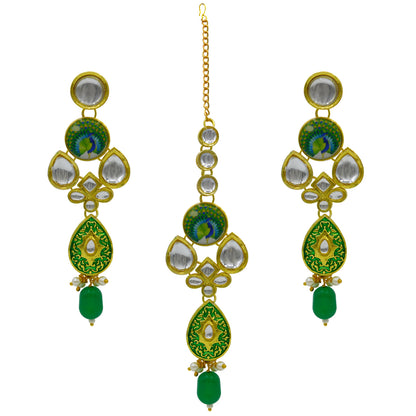 Sujwel Gold Plated Kundan Floral Design Choker Necklace Set (08-0459)