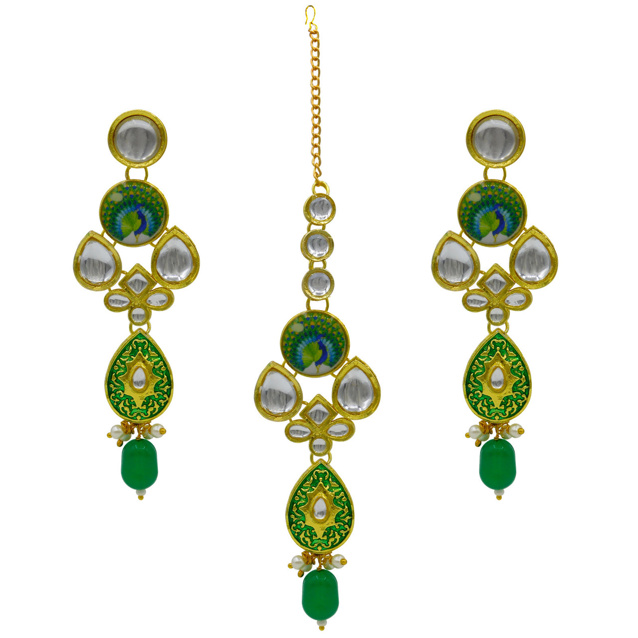 Sujwel Gold Plated Kundan Floral Design Choker Necklace Set (08-0459)