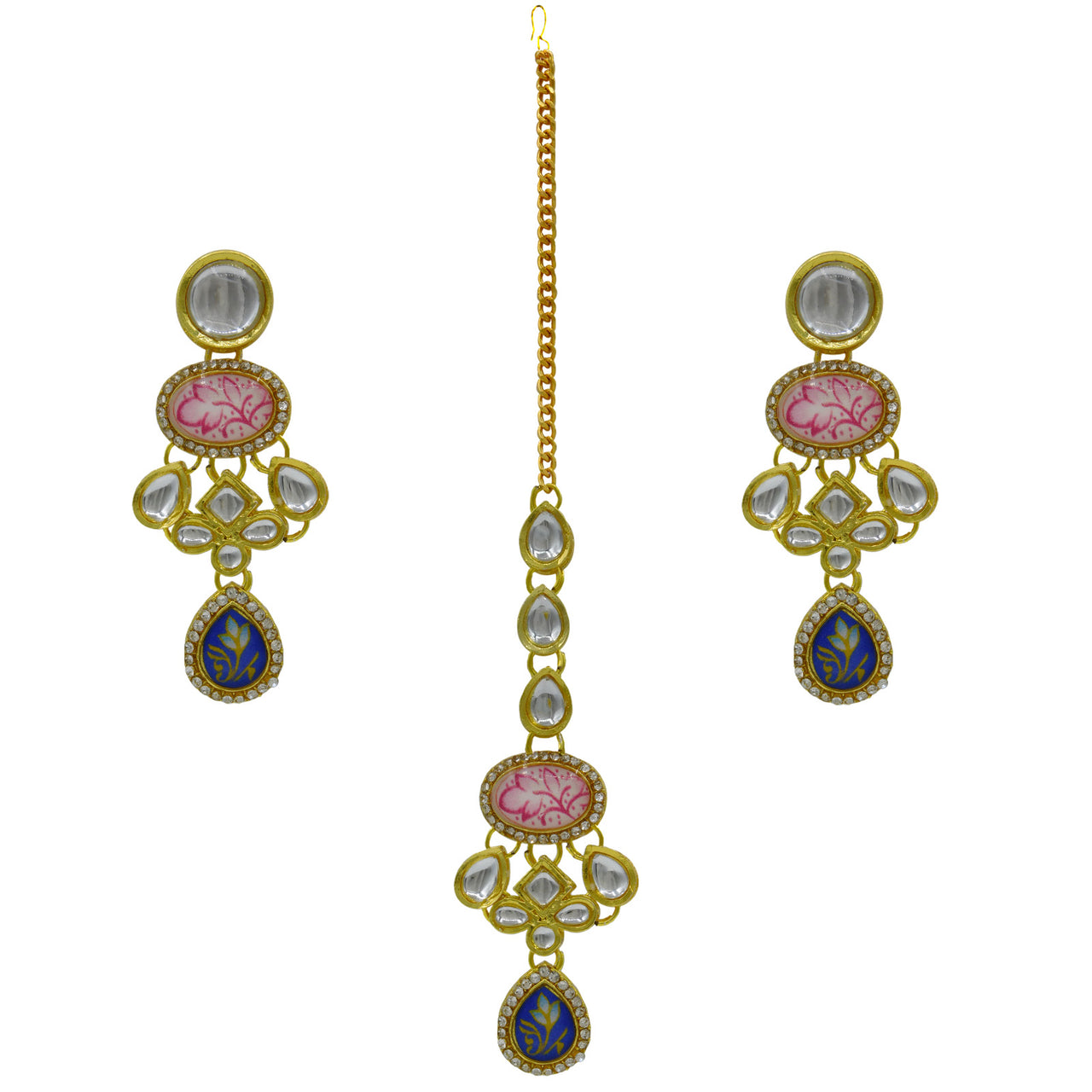 Sujwel Gold Plated Kundan Stones Design Choker Necklace Set (08-0460)