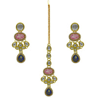Thumbnail for Sujwel Gold Plated Kundan Stones Design Choker Necklace Set (08-0460)