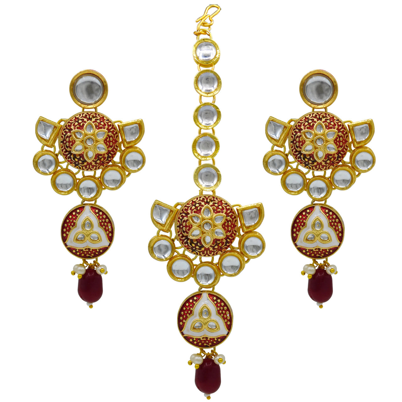 Sujwel Gold Kundan Mina Jewellery Set (SUJ08-0481)