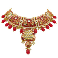 Thumbnail for Sujwel Gold Kundan Mina Jewellery Set (08-0467)