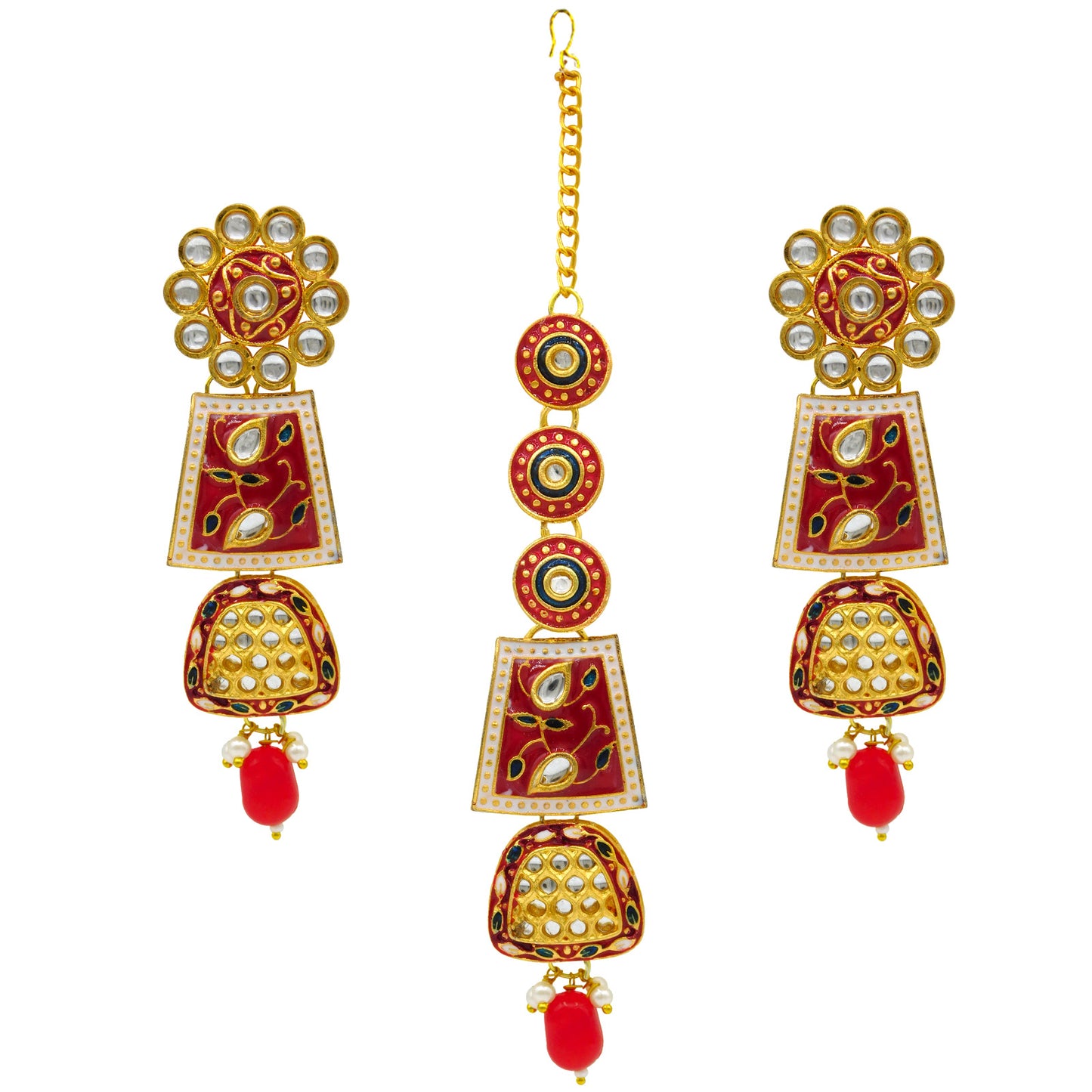 Sujwel Gold Kundan Mina Jewellery Set (08-0467)