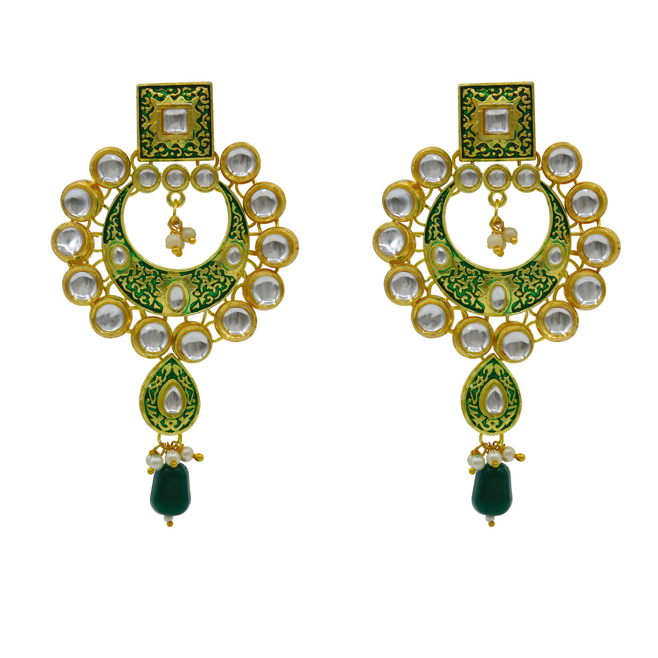 Sujwel Gold Kundan Mina Jewellery Set (08-0462)