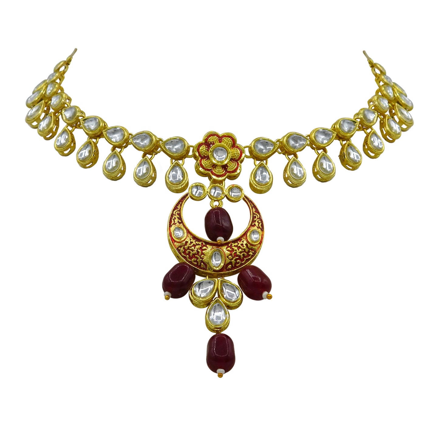 Sujwel Kundan Mina jewellery set (08-0461)