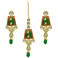 Thumbnail for Sujwel Kundan and Meenakari Necklace Set (08-0464)