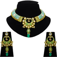 Thumbnail for New Sujwel Hathi Dant Gold Necklace Set (08-0474)