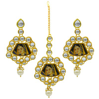Thumbnail for Rani Panting Hathi Dant Gold Necklace Set (08-0479)