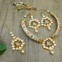 Thumbnail for Rani Panting Hathi Dant Gold Necklace Set (08-0479)