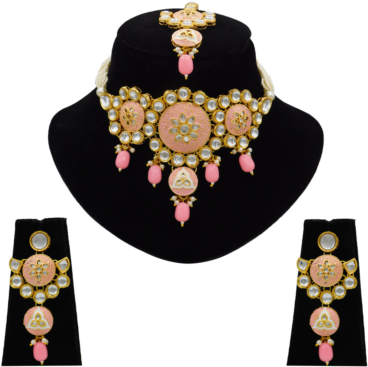Sujwel Gold Kundan Mina Jewellery Set (SUJ08-0481)