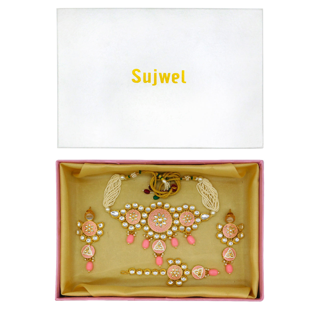 Sujwel Gold Kundan Mina Jewellery Set (SUJ08-0481)