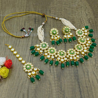 Thumbnail for Sujwel Gold Kundan Mina Jewellery Set (08-0478)