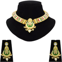 Thumbnail for New Sujwel Hathi Dant Gold Necklace Set (08-0472)