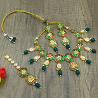 Thumbnail for Sujwel Kundan and Meenakari Necklace Set (08-0471)
